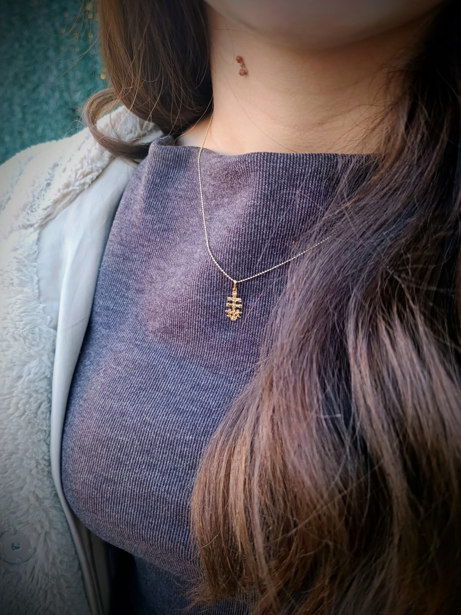 Colgante cruz de caravaca oro 18k bendecido