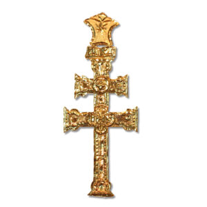 Cruz de Caravaca en oro relieve