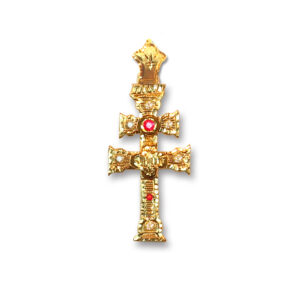 cruz de caravaca oro con circonitas