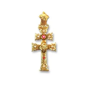 cruz de caravaca oro con circonitas