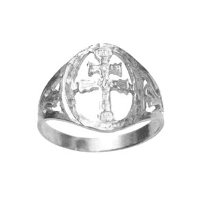 anillo cruz de caravaca plata calada