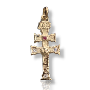 cruz de caravaca oro con circonitas