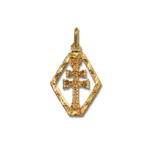 cruz de caravaca en oro rombo