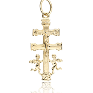 Cruz de Caravaca en oro angeles