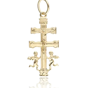 Cruz de Caravaca en oro angeles