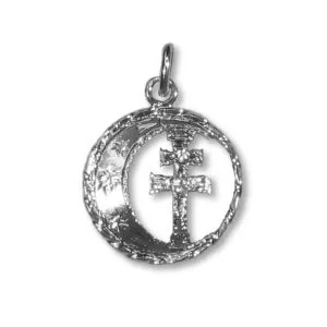 Cruz de Caravaca en plata de ley media luna