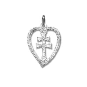 medalla Cruz de Caravaca en plata de ley corazon