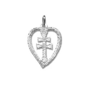 medalla Cruz de Caravaca en plata de ley corazon