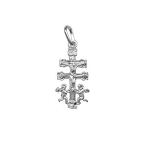 Cruz de Caravaca en plata de ley con angeles