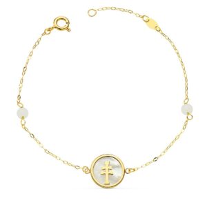 pulsera cruz de Caravaca oro 18k