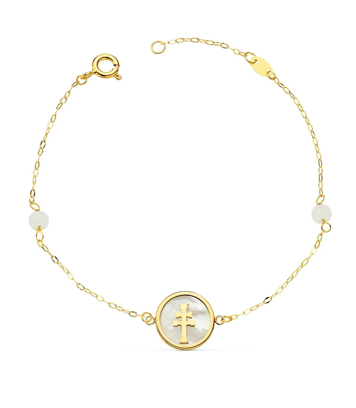 pulsera cruz de Caravaca oro 18k