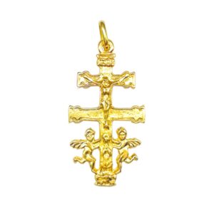 cruz de caravaca en oro angeles