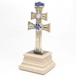 cruz de caravaca peana dorada casa regalo