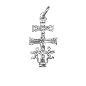Cruz de Caravaca en plata de ley con angeles