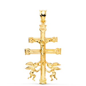 CRUZ DE CARAVACA ORO ANGELES Y CRISTO