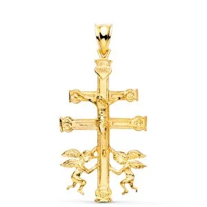 CRUZ DE CARAVACA ORO ANGELES Y CRISTO