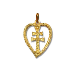Medalla cruz de Caravaca corazon oro