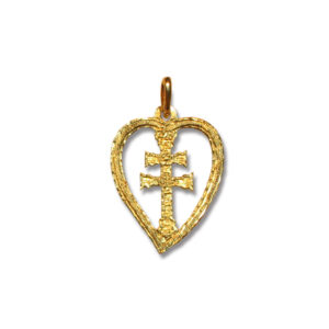 Medalla cruz de Caravaca corazon oro