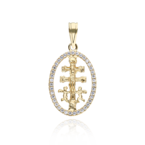 Medalla cruz de Caravaca circonitas angeles