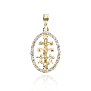Medalla cruz de Caravaca circonitas angeles