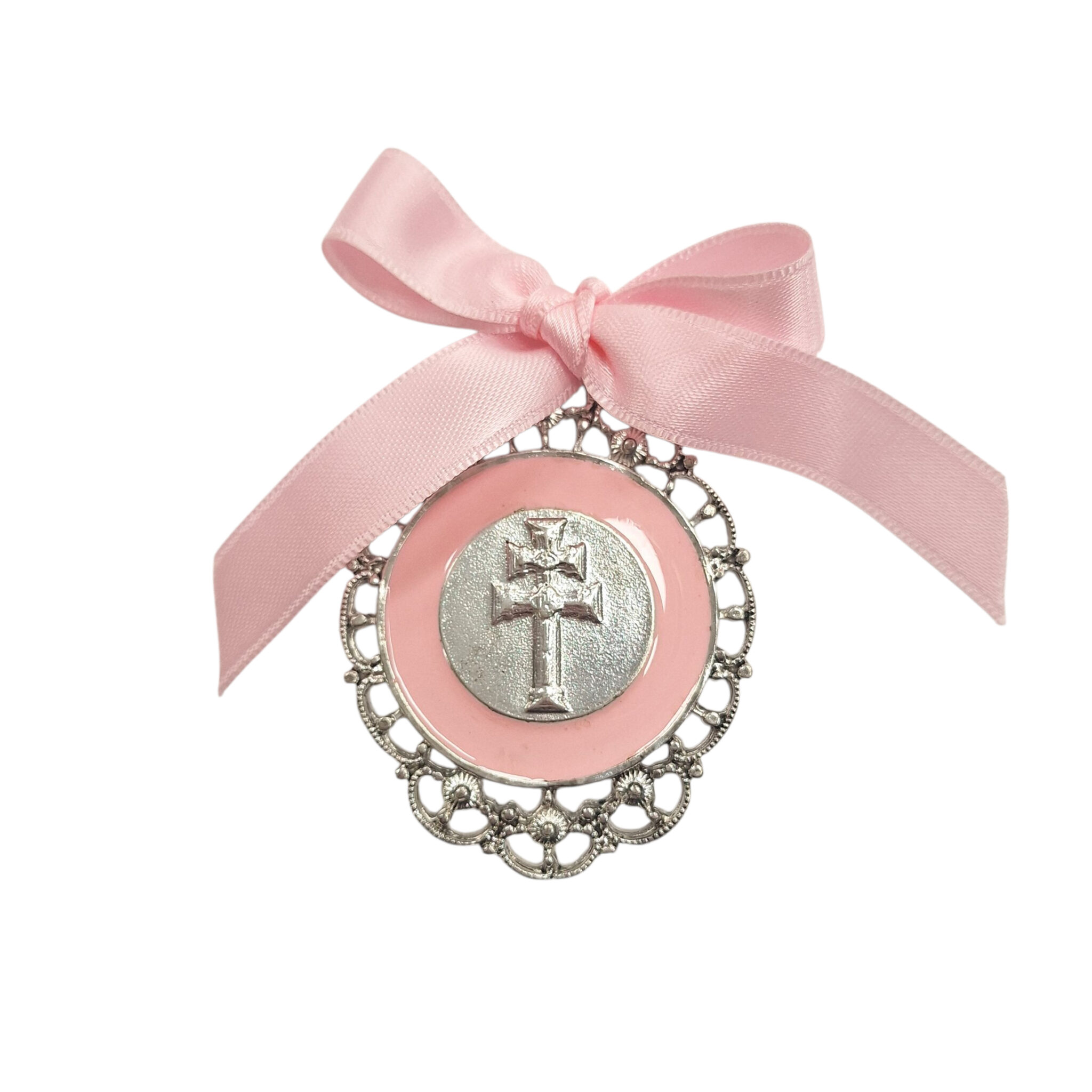 medalla carricoche bebe cruz caravaca rosa niña