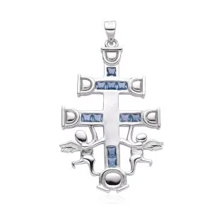 Cruz de Caravaca en plata de ley con los angeles