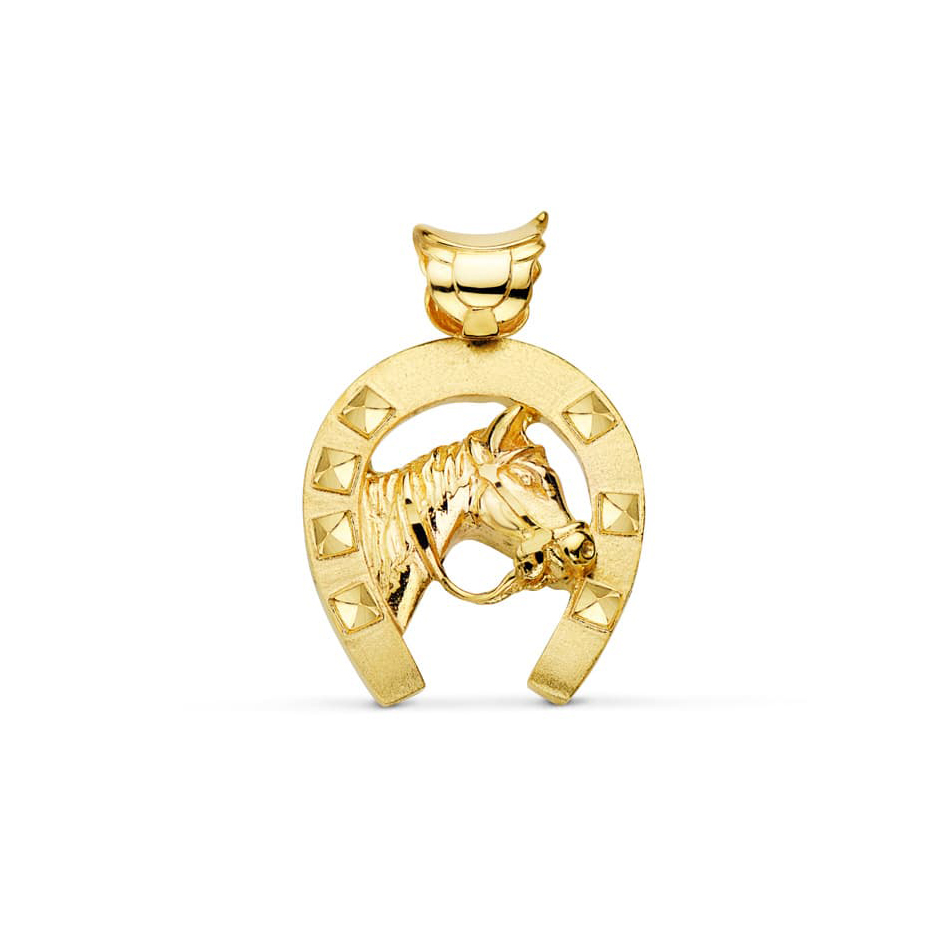 Colgante Herradura con Caballo 18K ORO 25x22 mm