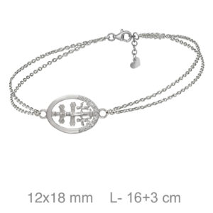 Pulsera Cruz de Caravaca Plata de Ley Circonitas Mediana