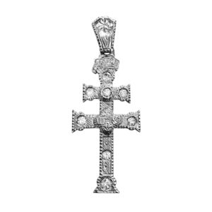 cruz de caravaca oro blanco y brillantes