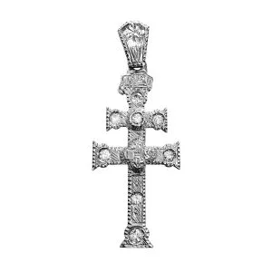 cruz de caravaca oro blanco y brillantes