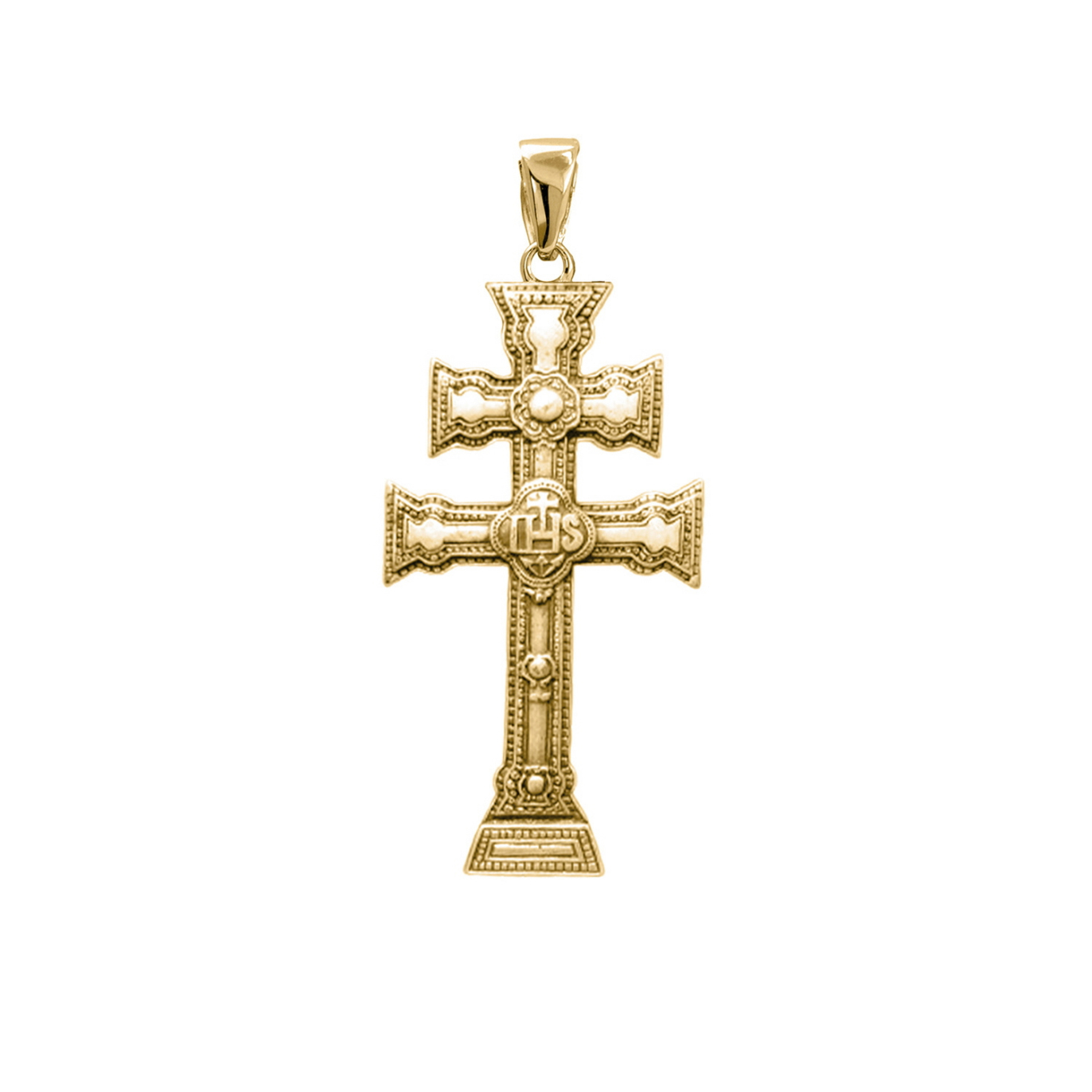 Cruz de Caravaca de plata dorada