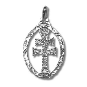 medalla Cruz de Caravaca en plata de ley ovalada