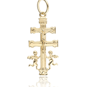 Cruz de Caravaca en oro angeles