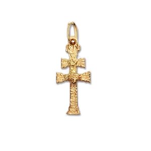 Cruz de Caravaca en oro relieve sin ángeles
