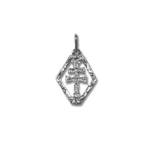 Cruz de Caravaca en plata de ley rombo