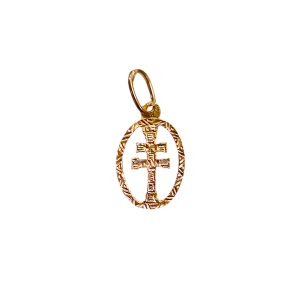 medalla cruz de caravaca bebé en oro